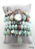 Boho Bracelet, RH Bracelet Set, Diamon Leaf, Natural Stones in Green, Rose, Purple